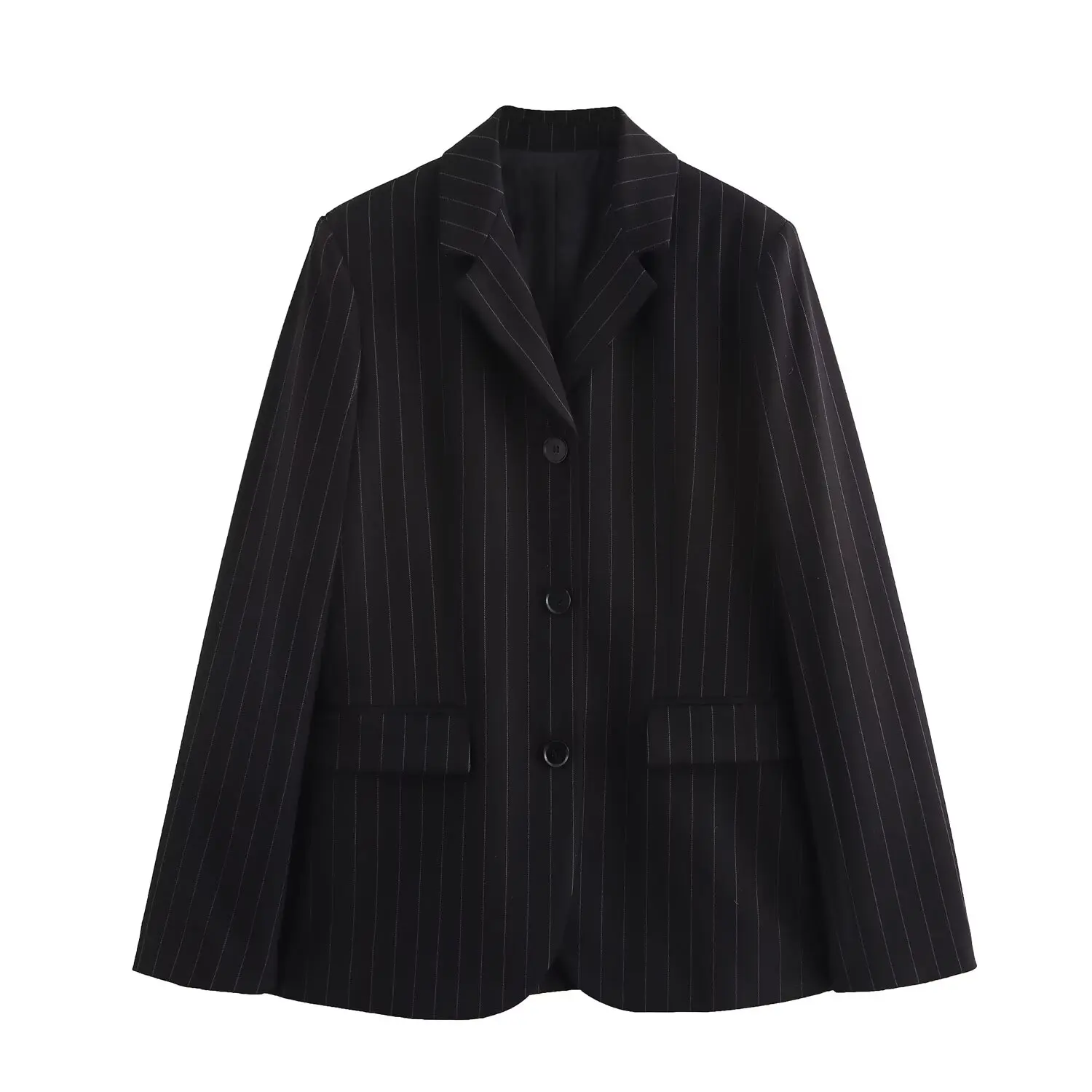 

2025 New Women's Clothing European and American Style Fashionable Versatile Striped Lapel Long Sleeve Jacket