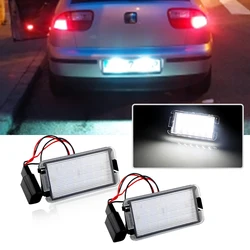 2pcs Error Free Car LED Number License Plate Lights For Seat Ibiza 6L ab Arosa Altea Cordoba MK1 MK2 Leon 1M Toledo 5P 2004-2009