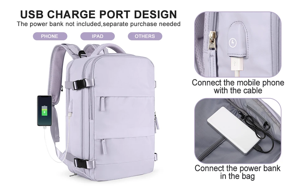 Reiserucksack für Damen, Handgepäck-Rucksack, TSA-Laptop-Rucksack, Flugzulassung, College-Krankenschwester-Tasche, lässiger Tagesrucksack für den Wochenende – Detail 4
