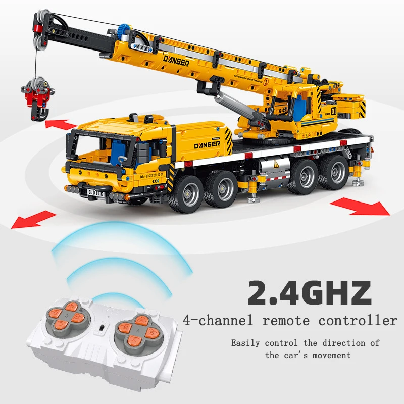 Juego de bloques de construcción de grúa con motor de potencia RC y control por aplicación serie técnica ingeniero coche montaje modelo Kits juguetes regalo de cumpleaños