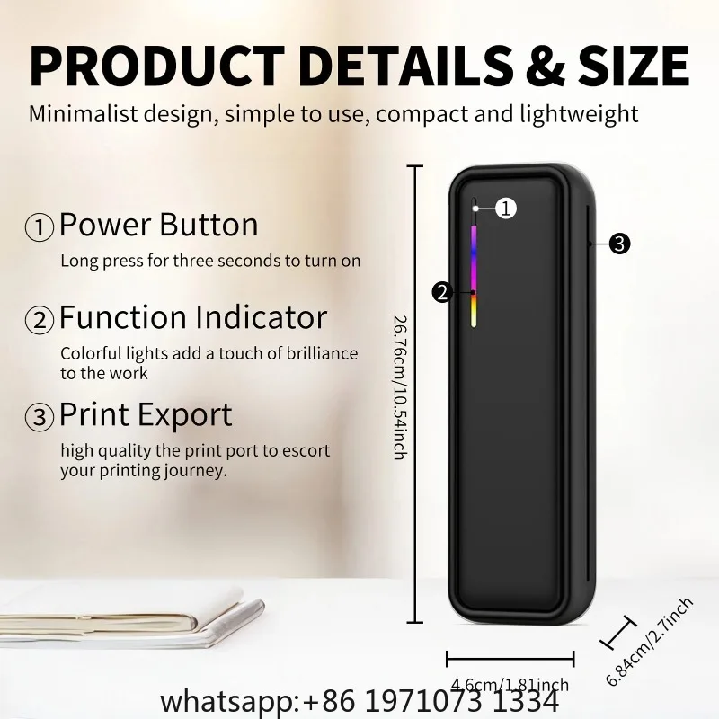 【New】X9 A4 Portable Paper Printer Thermal Printing Wireless BT Connect Compatible with iOS and Android Photo Printer for Home
