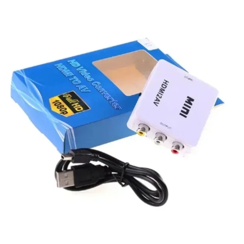 Portable 1080P HDMI to AV RCA Video Converter Plug and Play HD Audio Adapter for TV DVD Player Game Console Home Travel Office
