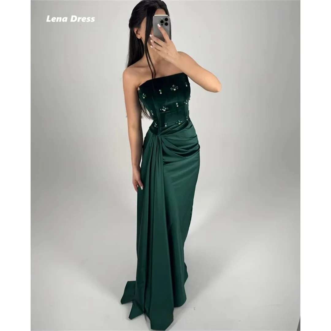 

Lena Satin Cloth Elegant Party Dresses Woman 2025 Luxury Evening Dress Rhinestone Custom Made Bespoke Occasion Dresses Mermaid