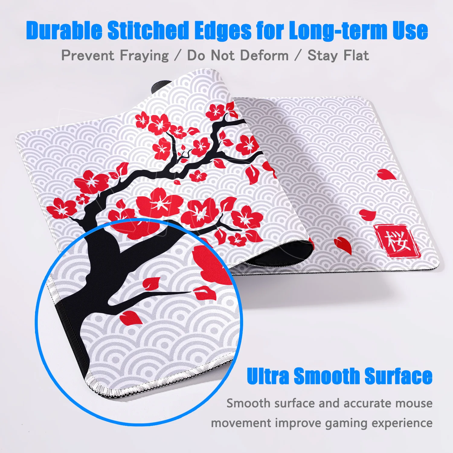 Japanese Sakura Mousepad XXL White & Red Laptops Gaming Table Mat Cherry Blossom Mouse Pad Anime Office Carpet PC Gamer Keyboard