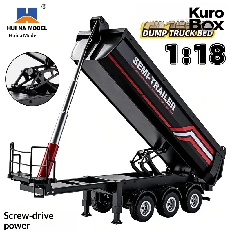 Huina 1/18 1509  RC Semi Dump Trailer Electric Lifting for 1501 RC Tractor Truck, Tail Light Support Leg Hobby Model No Sound