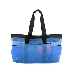 Borsa da spiaggia in rete grande borsa in Nylon impermeabile borsa da spiaggia oversize borsa da spiaggia grande con 8 tasche e cerniera esterna per giocattoli di sabbia