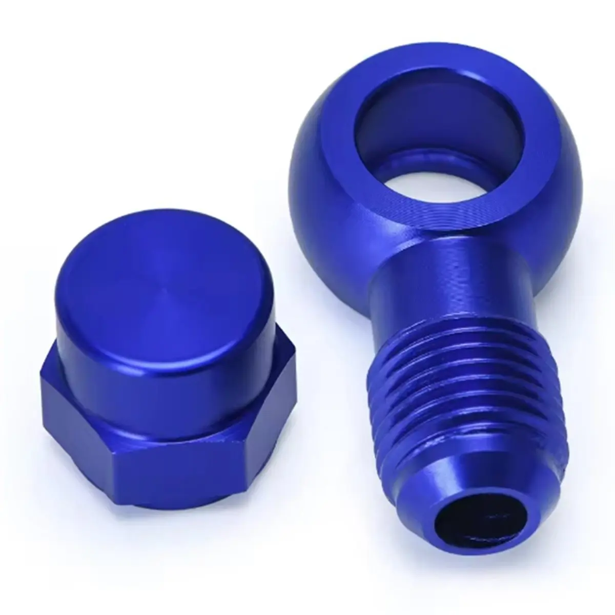 WLR- Aluminum Blue AN6 to 12.5MM Outlet Banjo Adapter Fitting + Cap for 044 Pump Car Accessories WLR-FK045BL+FK047