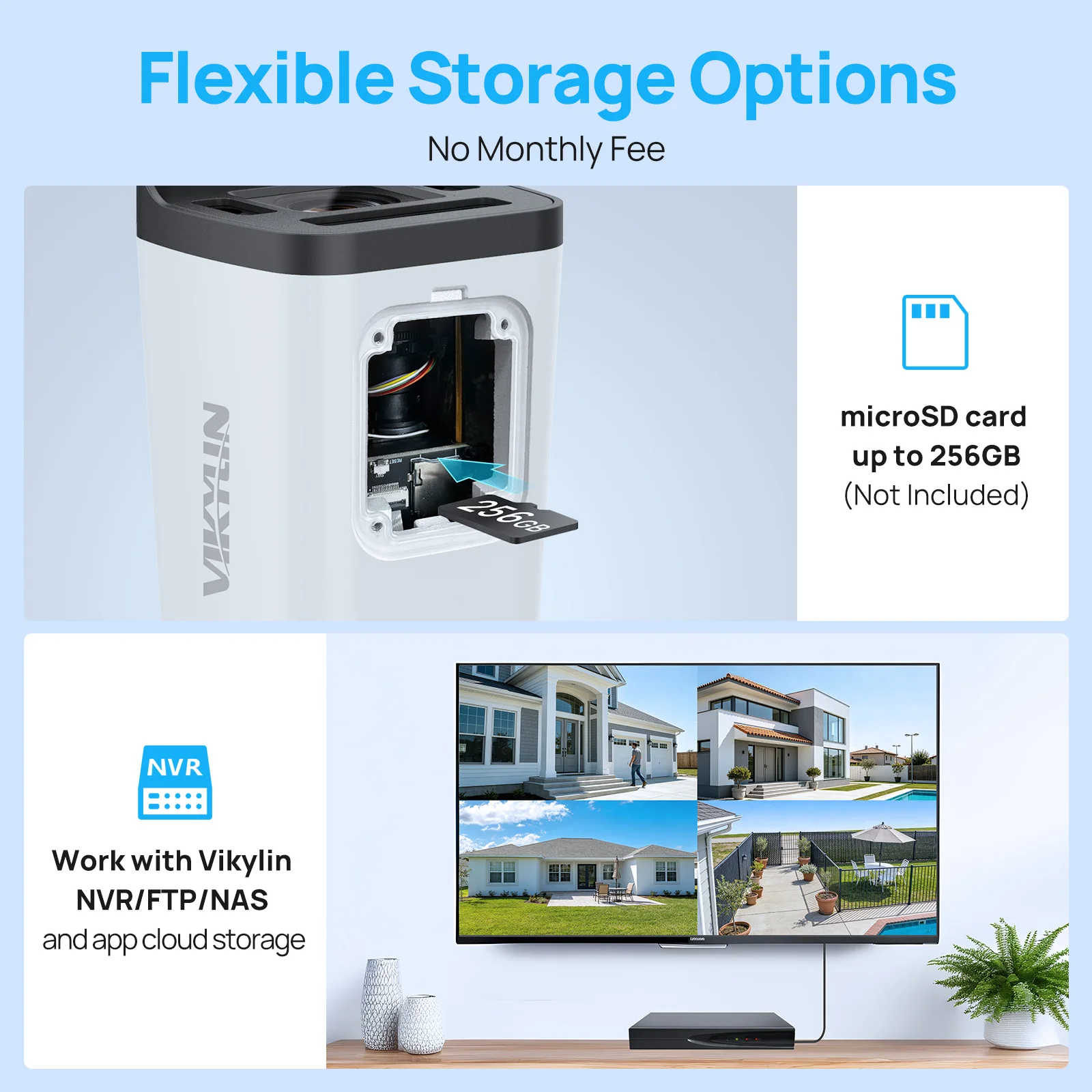 VIKYLIN 4K 8MP 5X Zoom Bullet IP Camera SD Card Slot 2-way Audio Surveillance IP Camera IP66 Onvif Home CCTV POE Security Camera