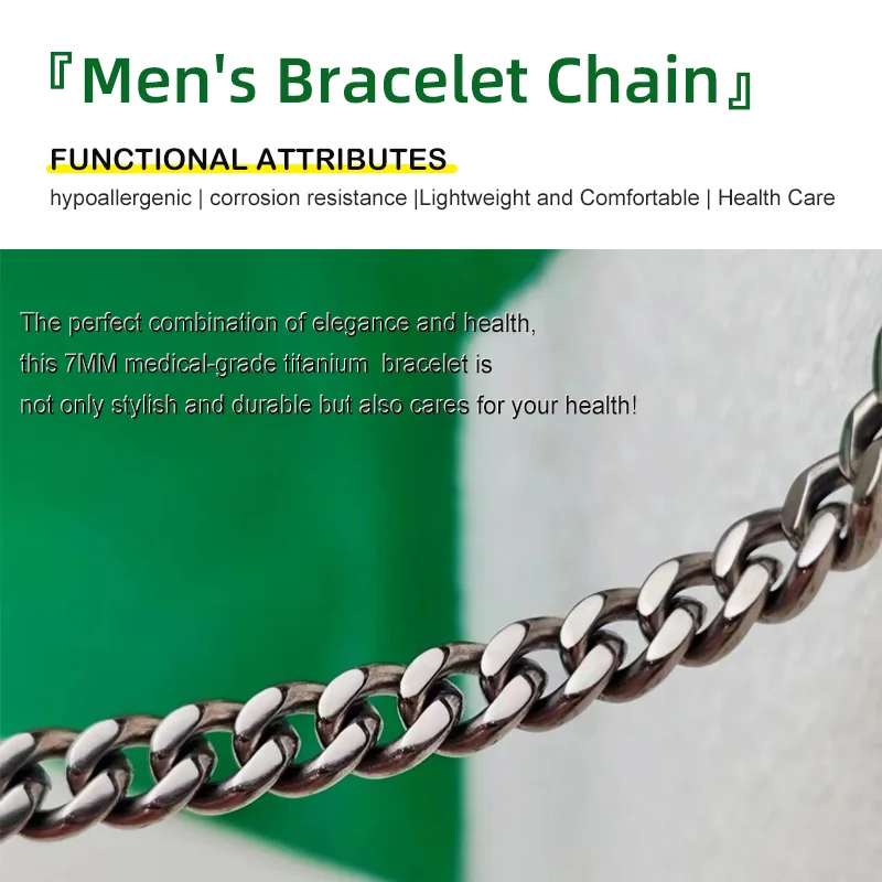 Hypoallergenic 7MM Titanium Bracelet Medical-Grade Skin-Safe Durable Lightweight Daily Wear