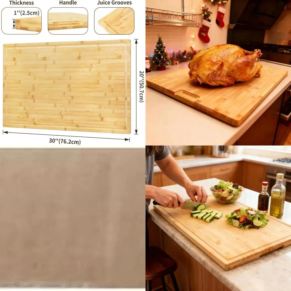 

Large Bamboo Chopping Board 30x20 Inches - Over Sink Butcher Block with Juice Groove for Cooking, BBQ, and Kitchen Prep