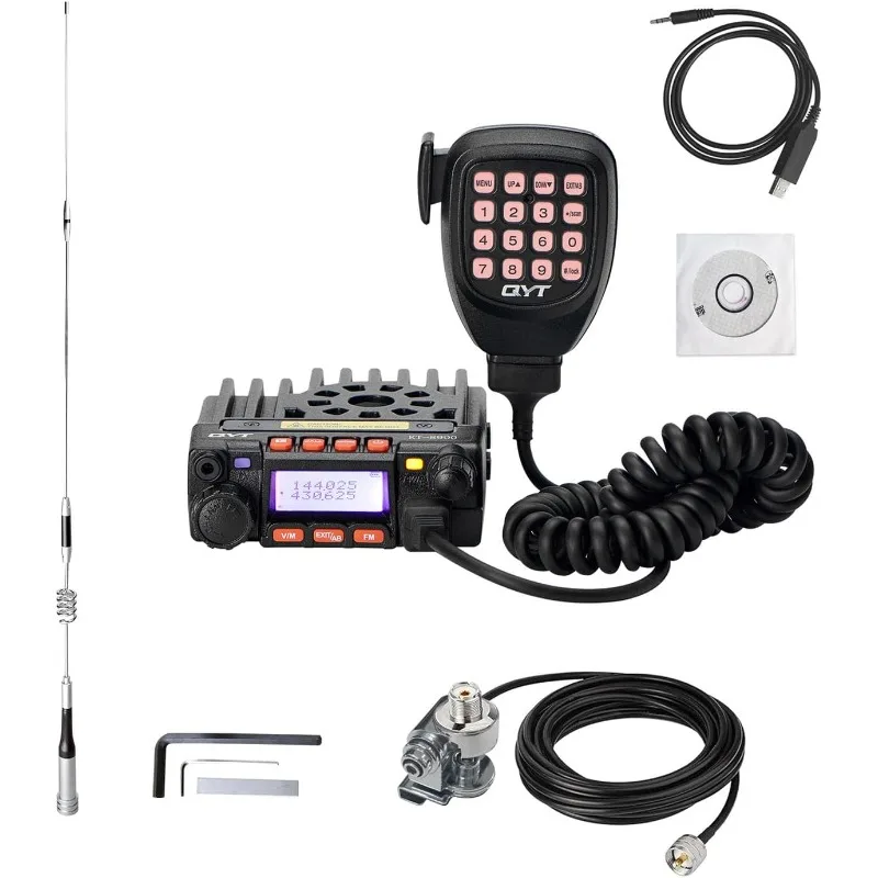 QYT KT-8900 25W GMRS Mobile Radio with Dual Band VHF UHF 136/400MHz SG7200 Vehicle Mobile Ham Radio Antenna with NOAA Weather Sc