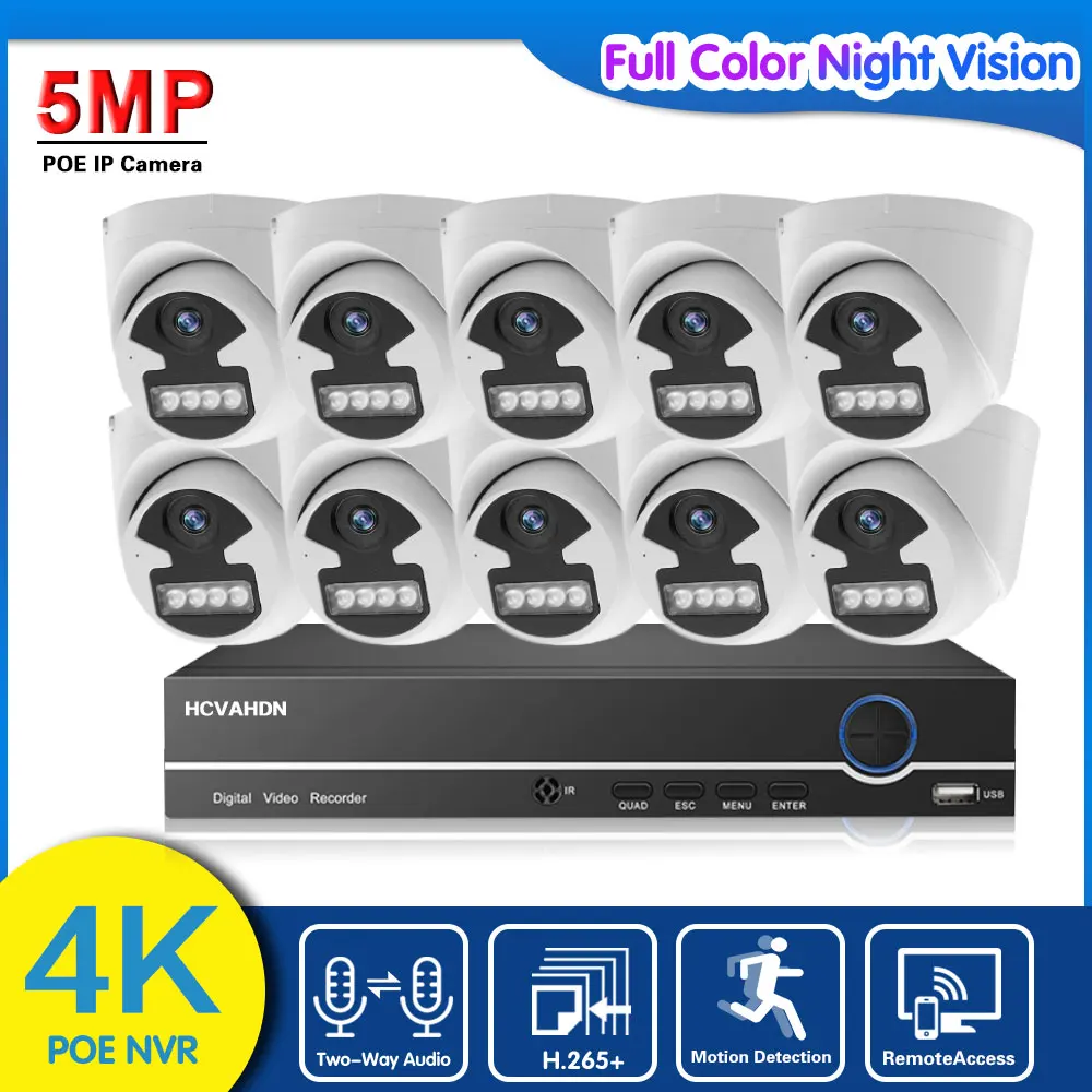 

10CH 4K NVR Security System Color Night Vision 5MP POE IP Dome Camera Set 8CH Indoor Home CCTV Video Surveillance System Kit P2P