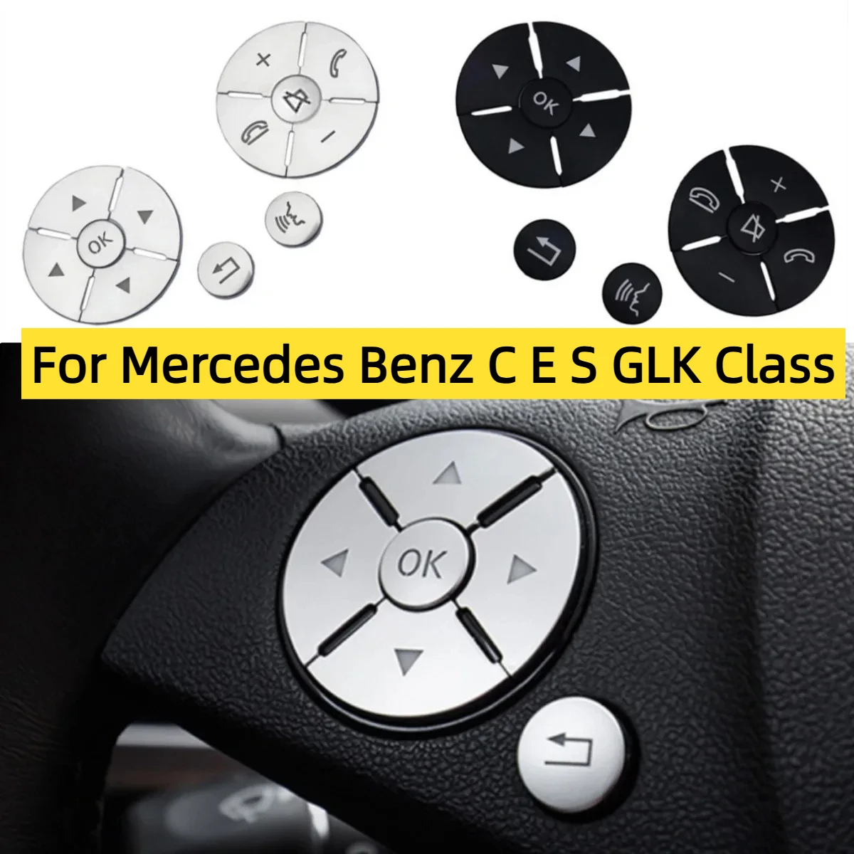 

Auto Parts For Mercedes Benz C E S GLK Class W204 W212 W221 X204 Steering Wheel Button Trim Car Sticker Interior Accessories