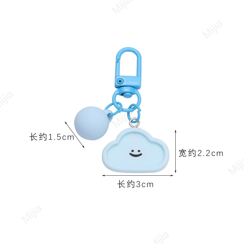 Cute Smiling Face Resin Keychain Heart Flower Cloud Bag Pendant DIY Accessories Candy Color Key Chains Decoration Jewelry