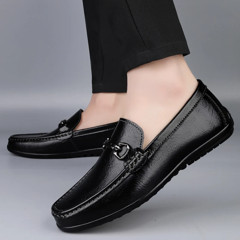 

Дизайнерская брендовая мужская повседневная обувь из натуральной кожи, деловая обувь в деловом стиле, универсальные мужские лоферы на плоской подошве для интервью и поездок на работу