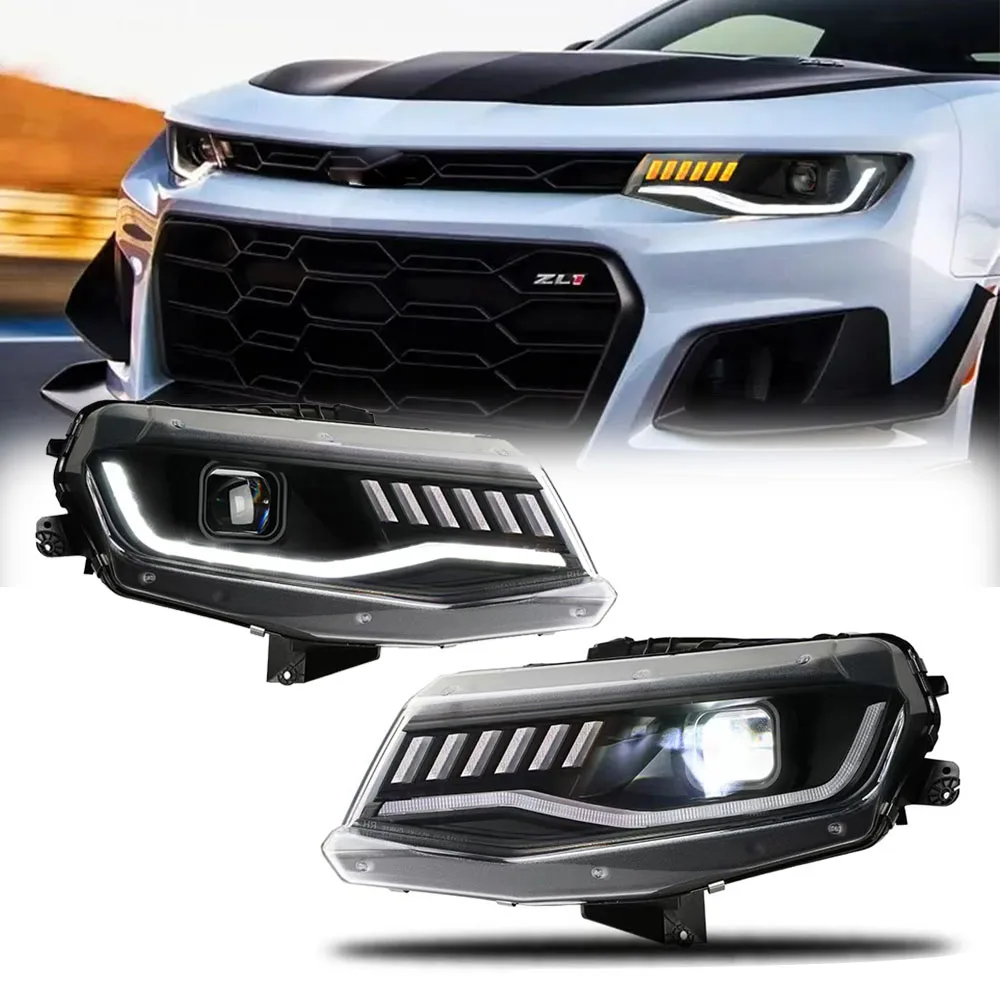 

Фары для Chevrolet Camaro, светодиодные фары 2016-2019, дневные ходовые огни, указатели поворота, дальний свет, линзы-проекторы «ангельские глазки»