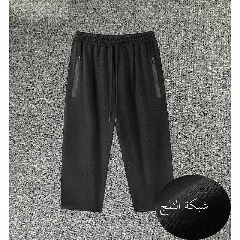 

plus Size Men's Summer Ice Silk Qui Dry Sports orts Loose Casual Pants Large Briefs Straight Leg Polyester Fiber Thin Model