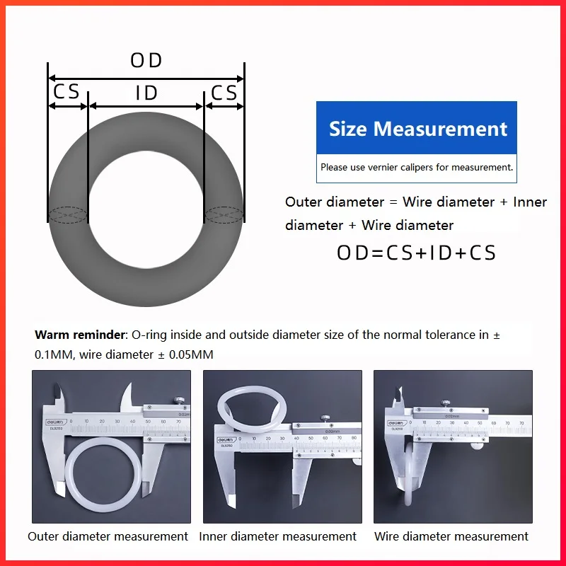 Beicai5~100pcs CS 1/1.5/2/2.4mm OD 5~80mm VMQ White Food Grade Silicone O Rings Resistant High Temperature Rubber Sealing Washer