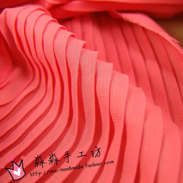 1psc  multi-color Pleated Chiffon fabric pleated fabric solid color for organ dress skirt crushed (pleated 0.5m)