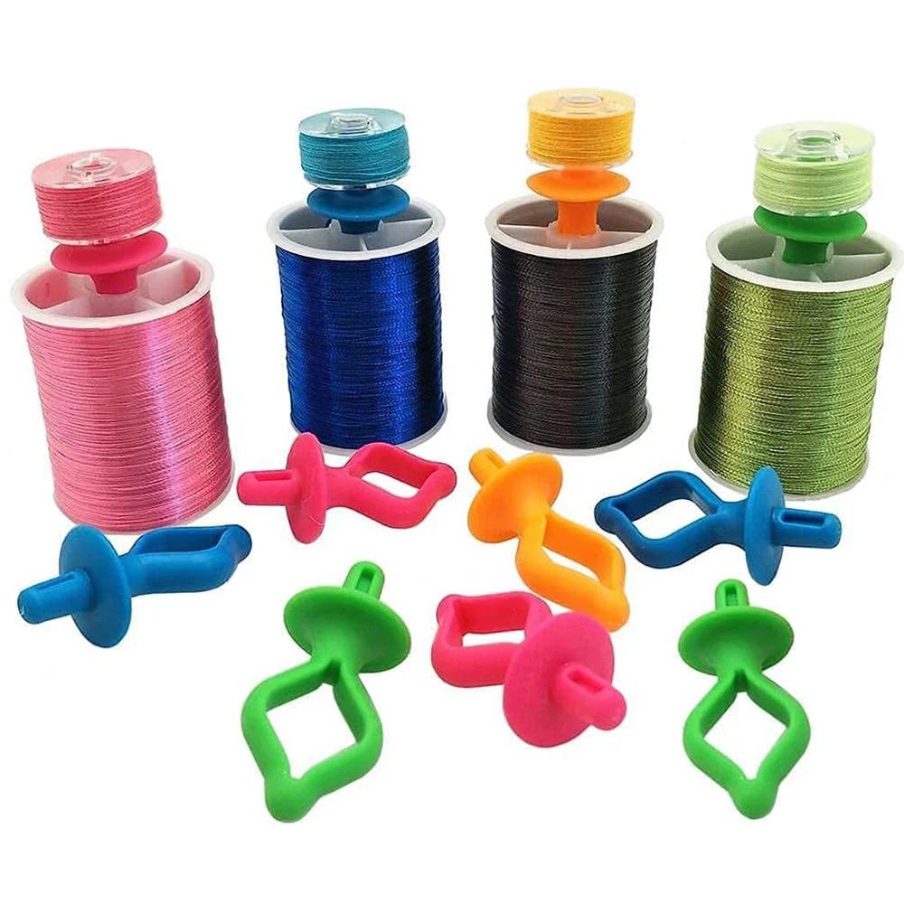 100Pcs Silicone Bobbin Holder thread Spool Savers Clamp Stack Bobbins on Top of Thread Spools for  Embroidery Sewing Tools Clips