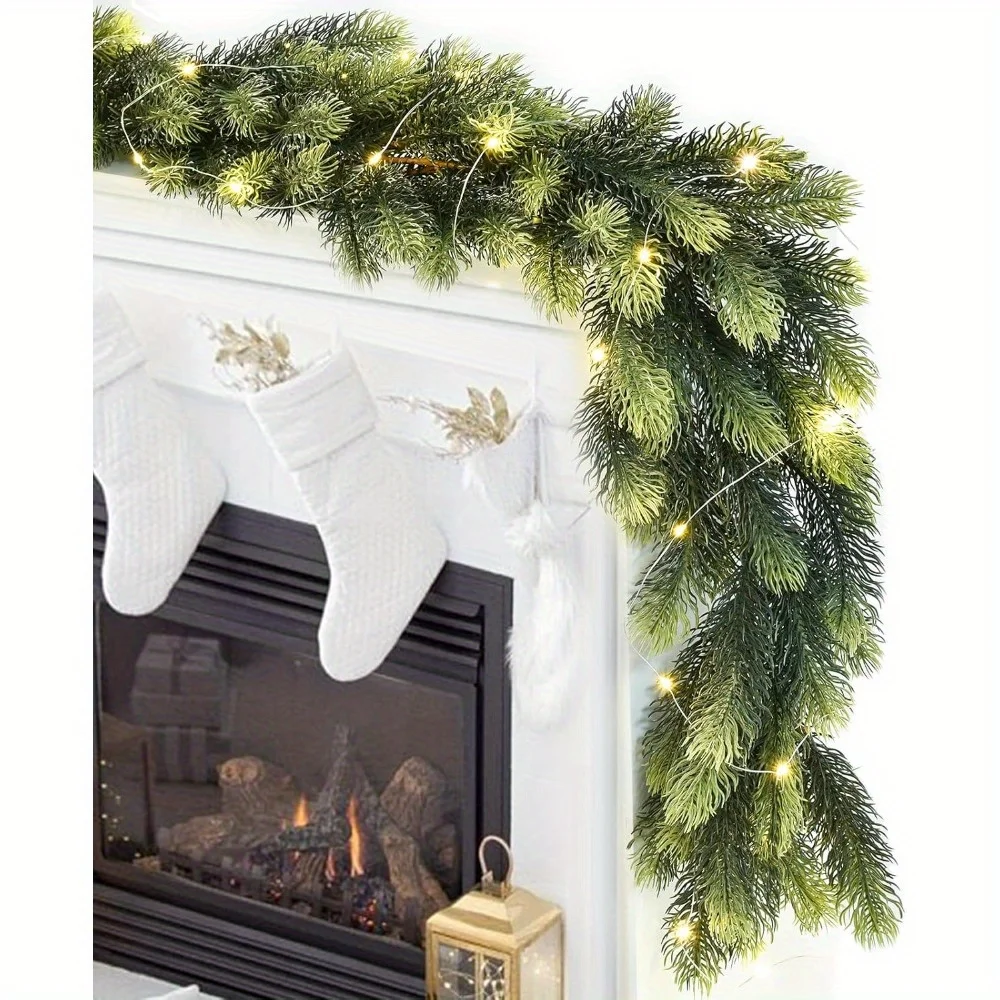 

Artificial Christmas Pine Wreath Pine Cypress Wreath LED String Lights Decoration Fireplace Indoor Home Xmas Table Centerpiece