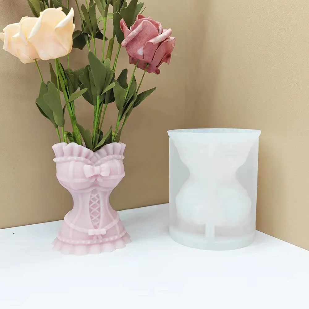 

Wedding Dress Vase Mold DIY Epoxy Resin Cement Gypsum Pouring Flowerpot Silicone Mold Home Decoration