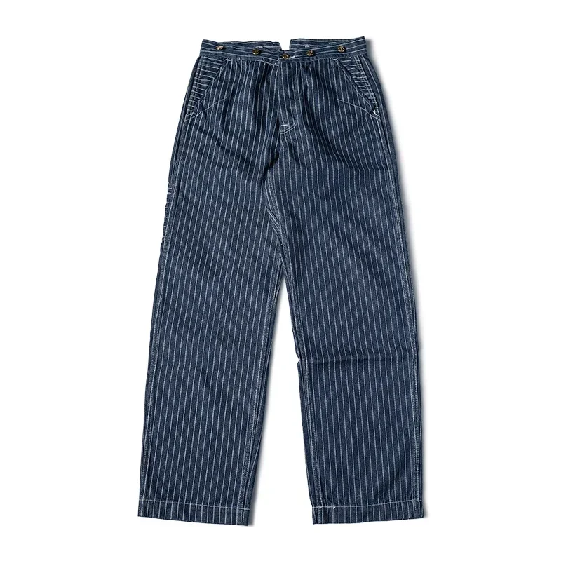 

Non Stock Retro 1920s Wabash Stripe Railroad Work Pants Vintage Mens Workwear Jeans