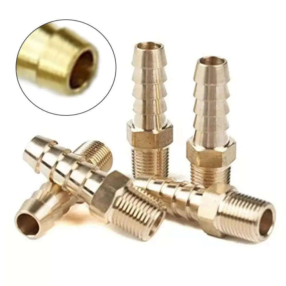 Brass Fitting 5 Pack 1/4 Hose Barb Fitting Plumbing Systems 300 PSI Maximum Pressure Easy Installation High-Quality Brass