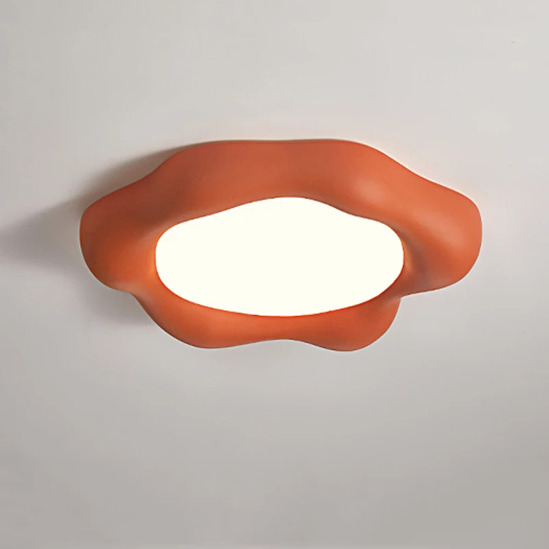 Scandinavian Cream Style Living Room Bedroom LED Lamp Modern Cloud Shape Acrylic Children's Room Orange Decoration Ceiling Light