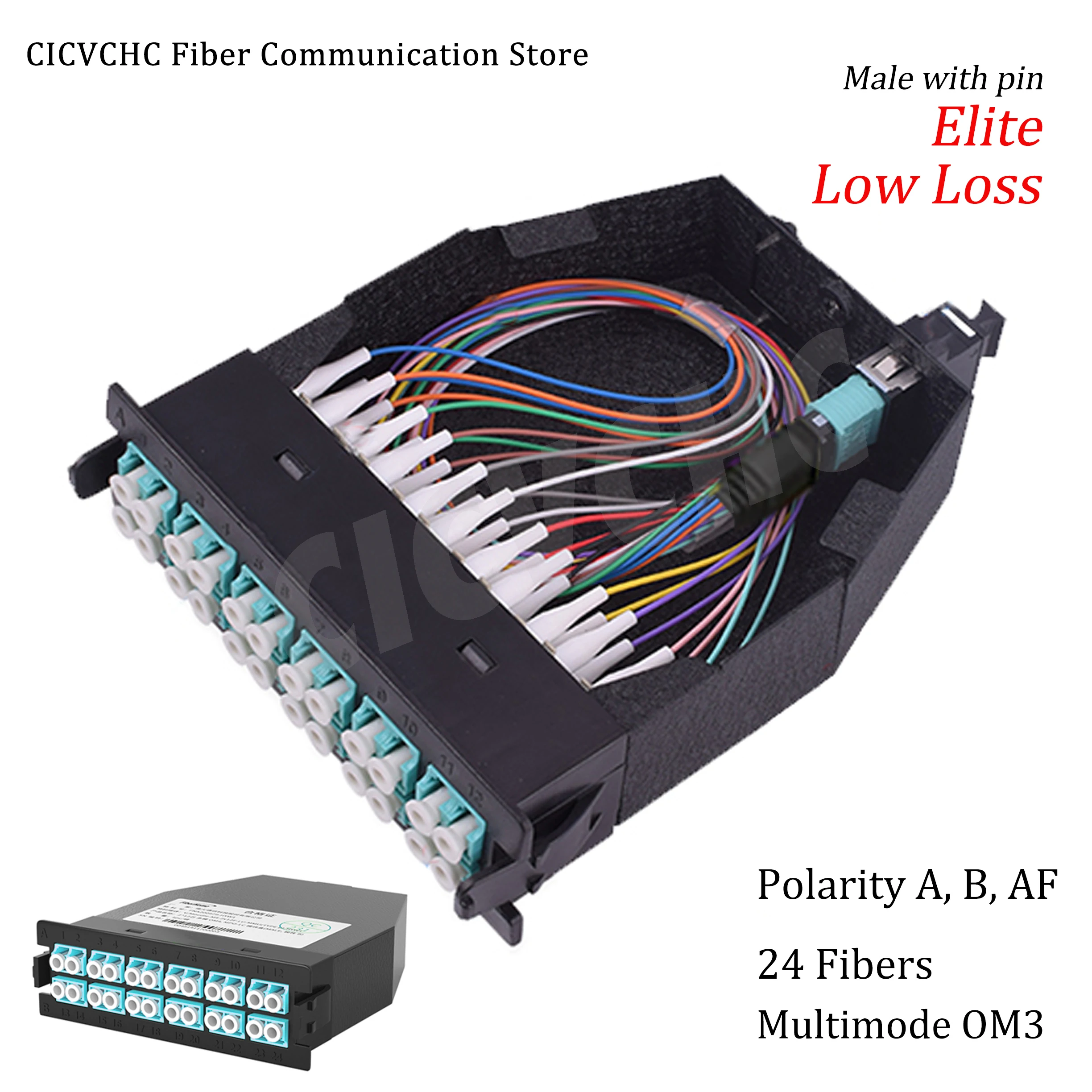 24 Fibers MPO/UPC to LC/UPC OM3 High Density Conversion Cassette Module Polarity A, AF, B- LGX Box