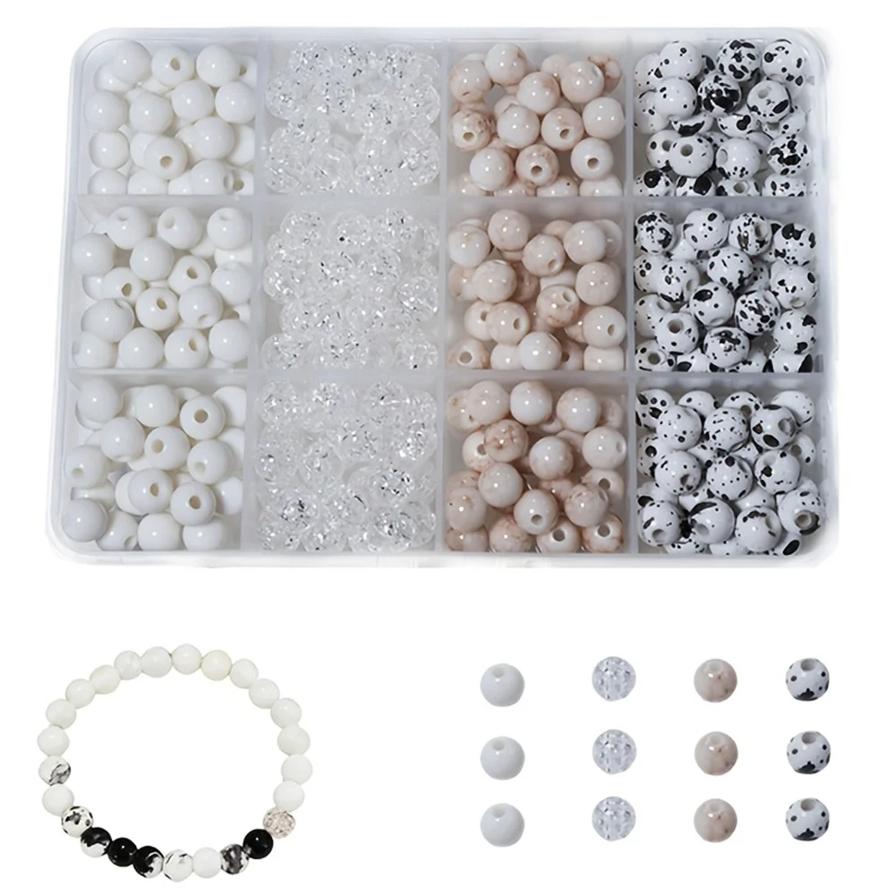 12 box set of 8mm white round beads DIY components, bead bracelets, bracelets, necklaces, making gifts