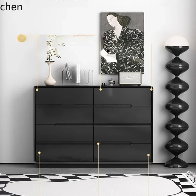 DSAminimalist solid wood chest black living room ultra-thin and extremely narrow bedside storage cabinet