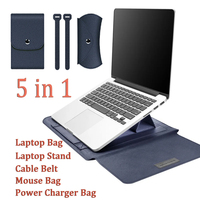 for Teclast F15 Plus 2 Laptop Bag Flip Sleeve Stand Bracket Cable Belt Power Charger Mouse Bag PU Leather Waterproof Carry Case