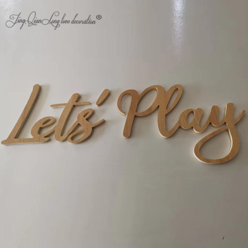 Let\'s PLAY Wall Sign - Children\'s Playroom Decor - Bedroom, Nursery Interior Wall Art Design