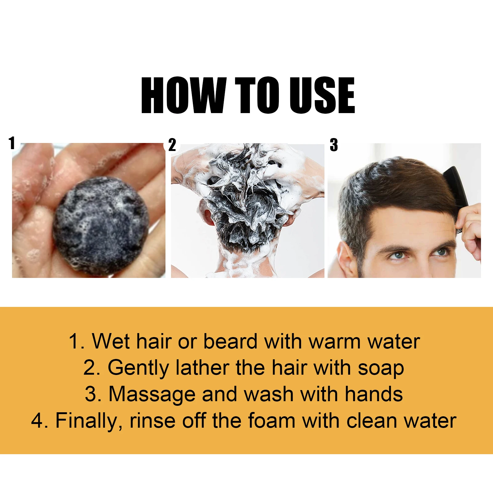 Hair Shampoo Soap Polygonum Multiflorum Black Soap White Hair Repair Scalp Care Nourishing Anti Dandruff Darkening Shampoo Bar view 6