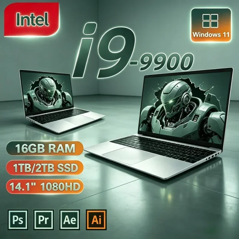 New Arrival 14.1" Business PC I9‑9900 FHD IPS 120Hz Backlit Keyboard 16/32GB 2TB SSD Win11 Hot Laptop