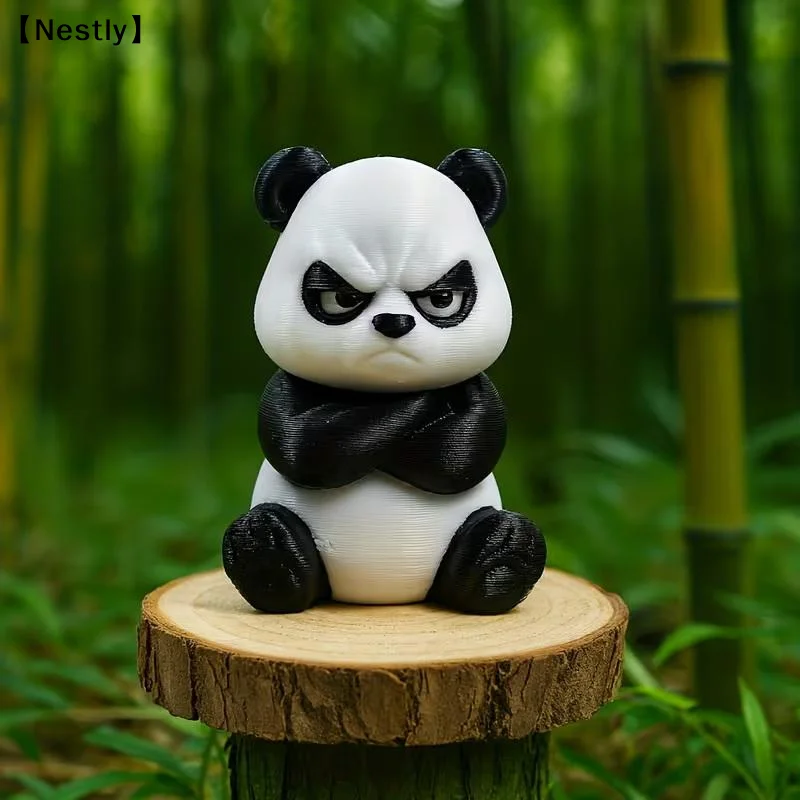 1pc 3D Printed Angry Panda Figurine, An Angry Panda Decoration, Perfect For Home Office Décor, A Perfect Holiday Gift〔Nest〕