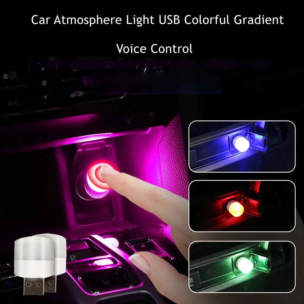 Lampada ambientale per interni auto Accendisigari USB LED Luce rosa viola Luce universale per auto Luci per atmosfera al neon