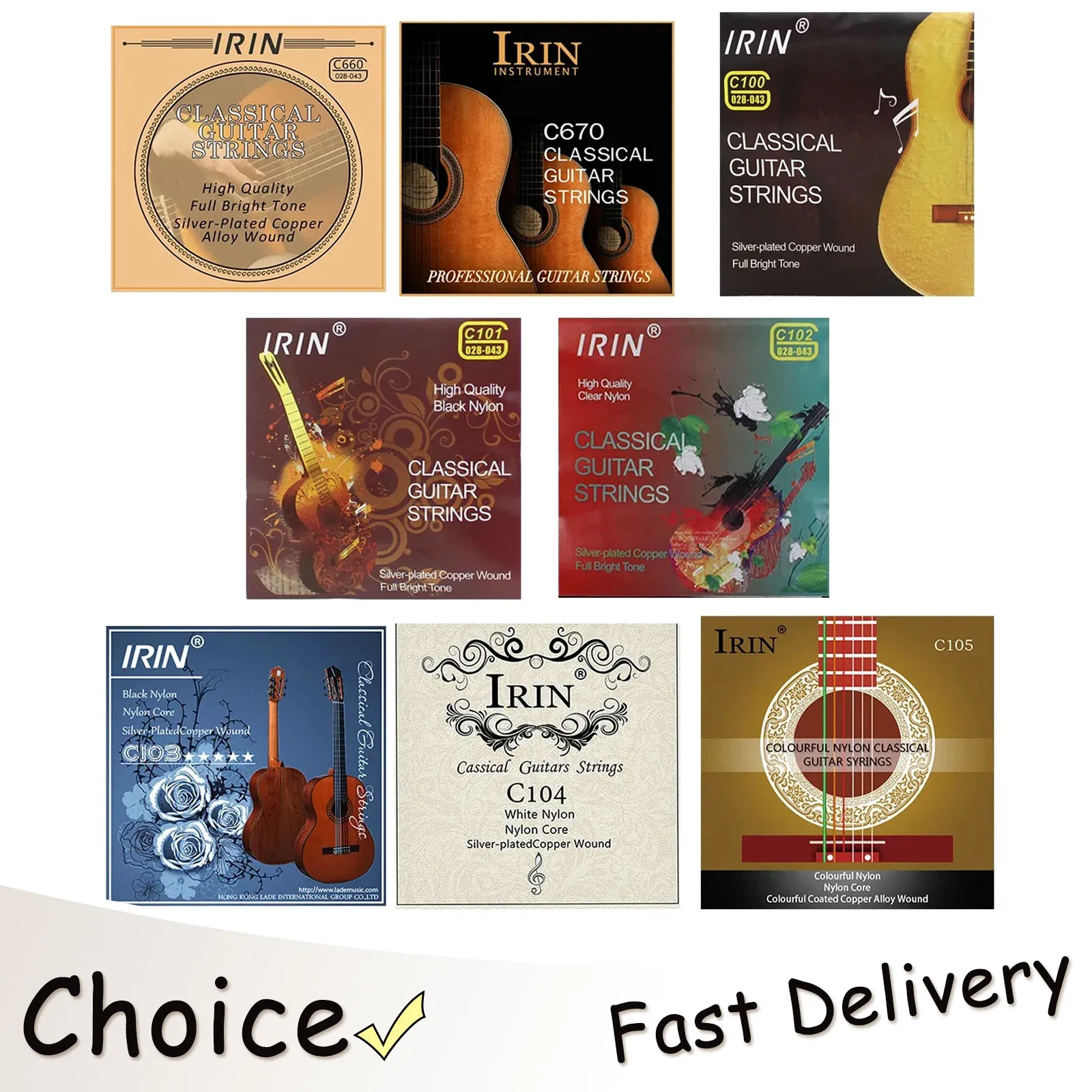 IRIN 6 Pcs Classical Guitar Strings Nylon Alloy Bright Tone String Set Single Inner Bag Classical Coustic Guitar Accessories