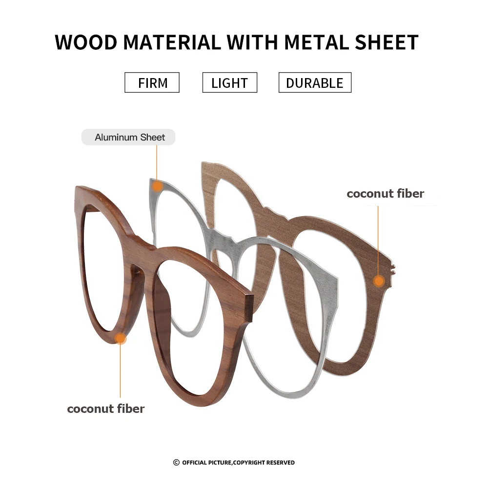 GM merk kokosvezel zonnebril Milieuvriendelijk nieuw hout, gemaakt gepolariseerde UV400-bescherming natuurlijke afgradatie blauwe bril 3835