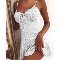 Floral Print A Line Mini Dresses Sexy Lady Dating Camisole Strapless Backless Dress Boho Solid Beach Clothing - Image 5