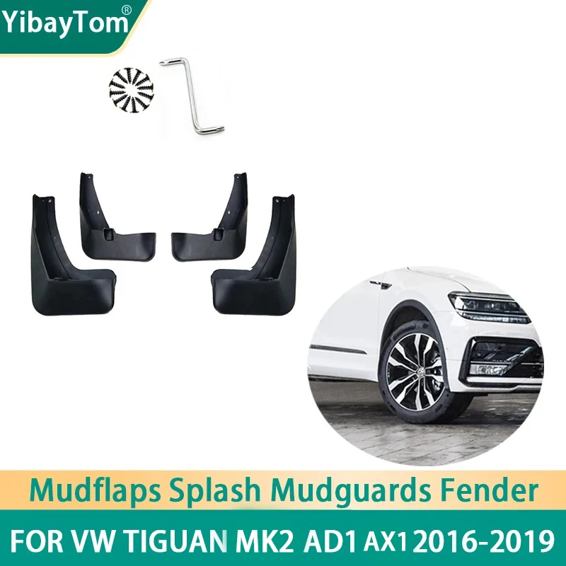 4 pieces Black Durable Front & Rear Mudflaps Splash Mud Guard Muds Flap Mudguards Fender For VW Tiguan MK1 AD1 5N 2016-2019 