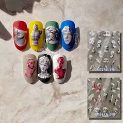 1 Blatt 5d realistische dünne Retro unvollständige Gips Statue Figuren selbst klebende Nail Art Aufkleber Aufkleber Maniküre Charms Zubehör