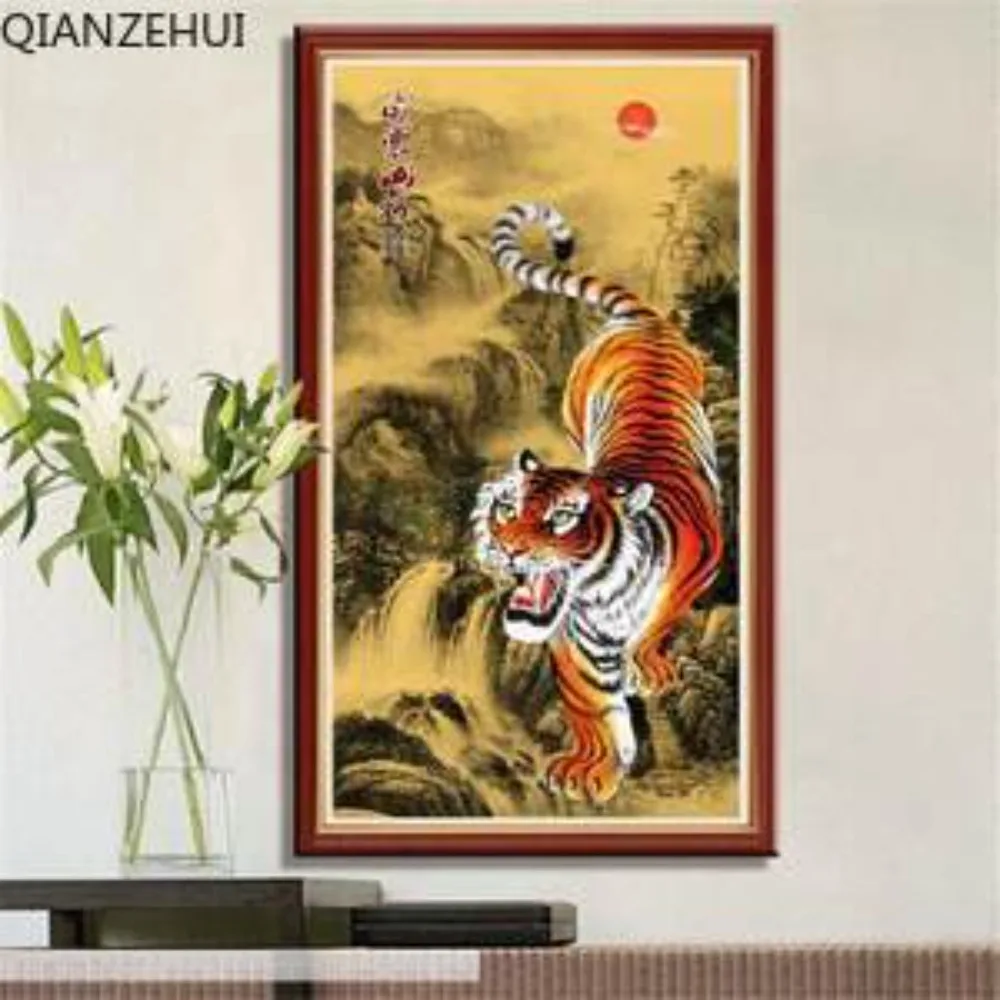 DIY 5D full Diamond Embroidery,Round Diamond beads Tiger Living room decoration rhinestone beads Diamond painting