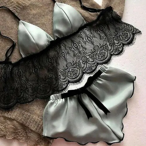Mulheres quentes sexy mancha lingerie sleepwear exótico vestuário nightwear cinta sem mangas sutiã shorts define pijamas conjunto