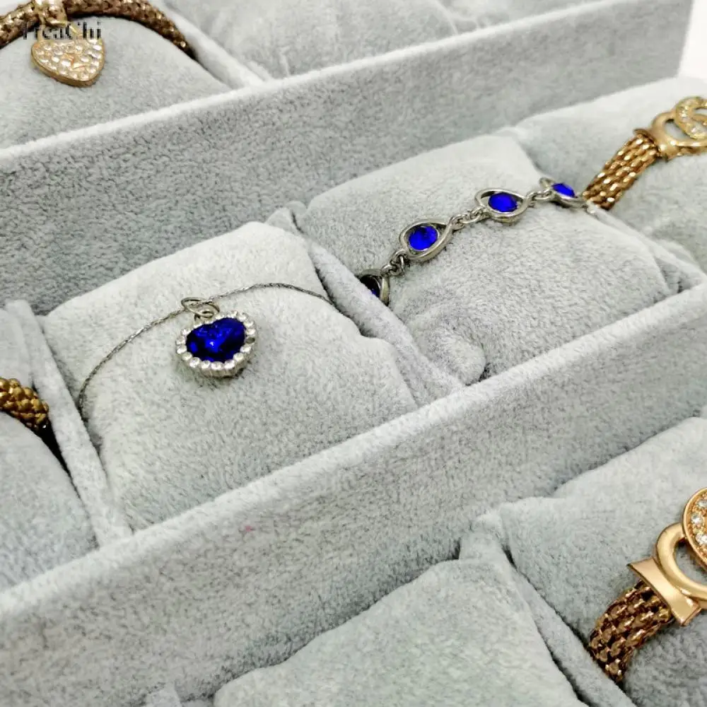 Velvet 3 Tier Bracelet Jewelry Display Tray 9 Grid With Pillow Bangle Necklace Storage Tray Watch Jewelry Organizer Stand Holder
