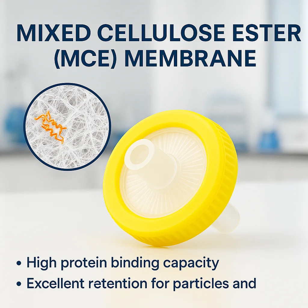 100PCS MCE Syringe Filters 0.22μm Yellow 0.45μm Blue Disposable, Non-Sterile Luer Lock  for Lab Filtration Use