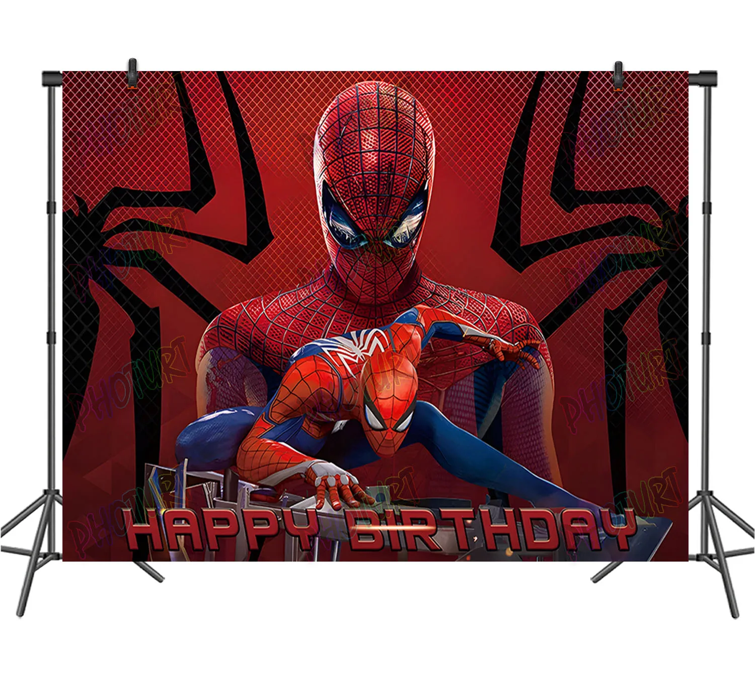 ディズニー-スーパーヒーロースパイダーマン,写真の背景,男の子の誕生日パーティーの背景,スパイダーマン,ビニールフォトブースの小道具