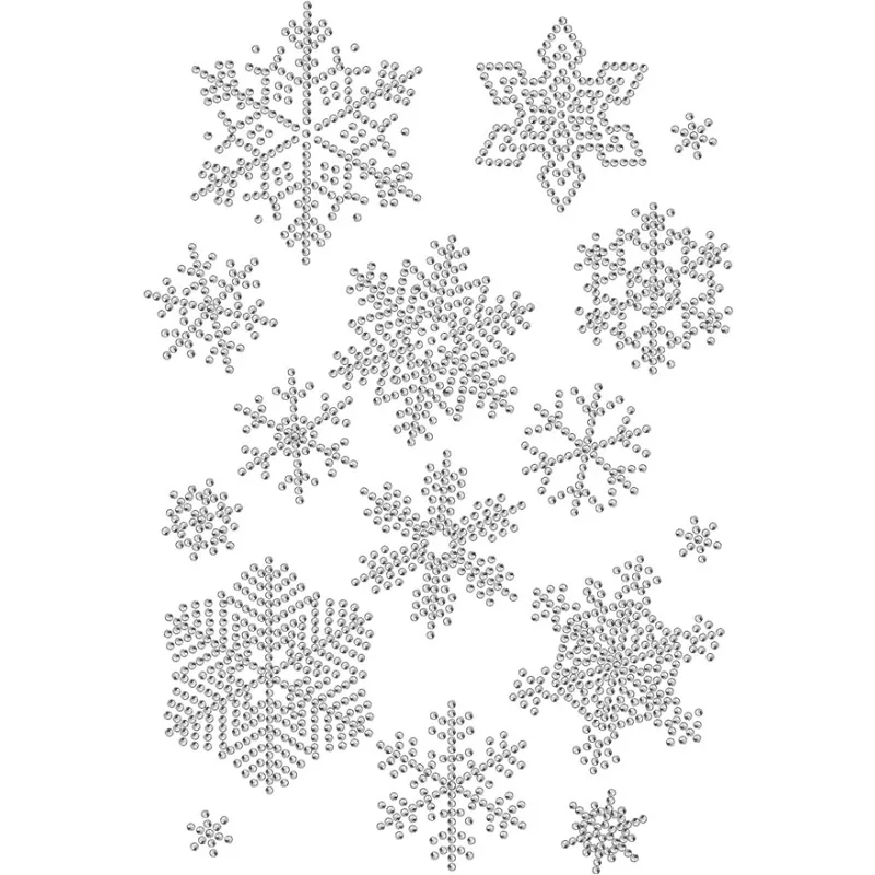 1pc Rhinestone Iron on Hotfix Transfer Decal Snowflake Print Heat Transfer Silver White Rhinestone Patches Clothing Repair