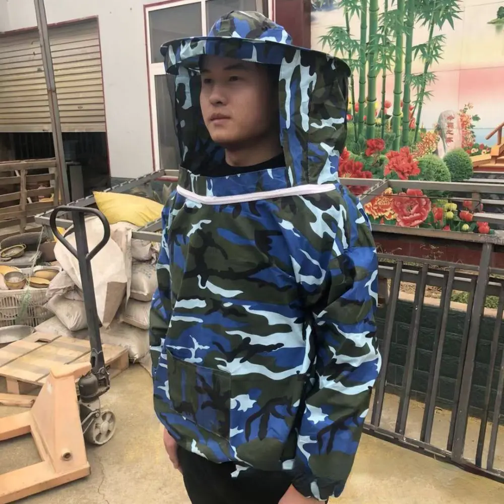 Outdoor Beekeeping Jacket Breathable Protective Smock With Veil Camouflage Anti Bee Apparel For Hive Keeper Tools